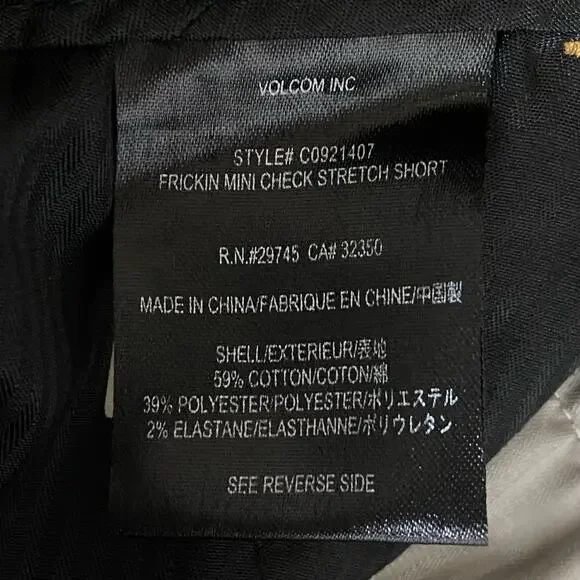 Volcom Frickin Mini Check Stretch Shorts Yellow Gray Plaid Mens Size 30 - Picture 7 of 8